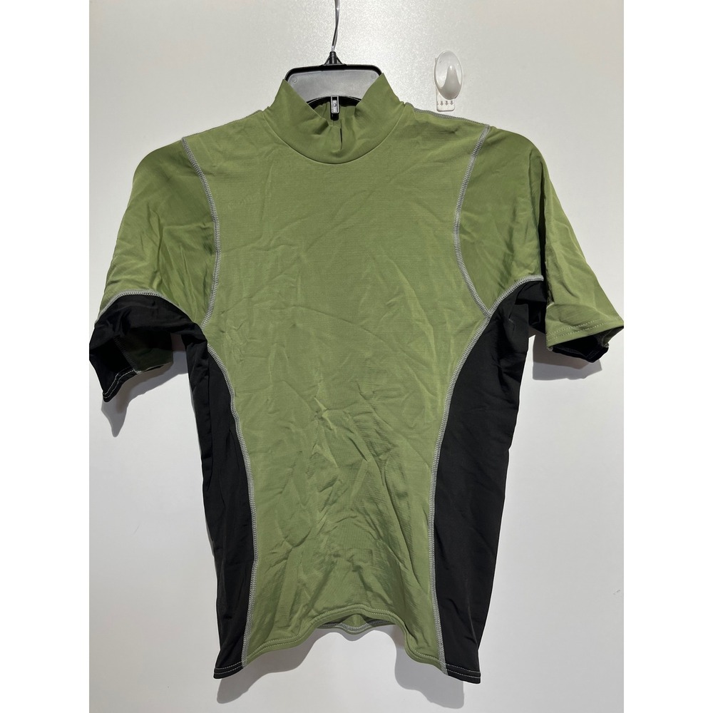 Immersion Research Kids Rash Guard Green Black Short Sleeve Mock Neck Athletic